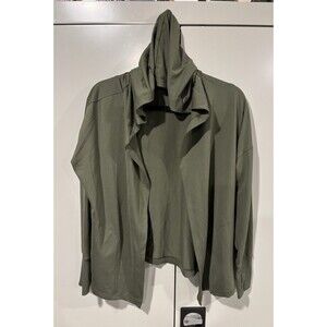 Nike Yoga Draped Open Dri-fit Cardigan Hood Olive Green Soft Womens Medium